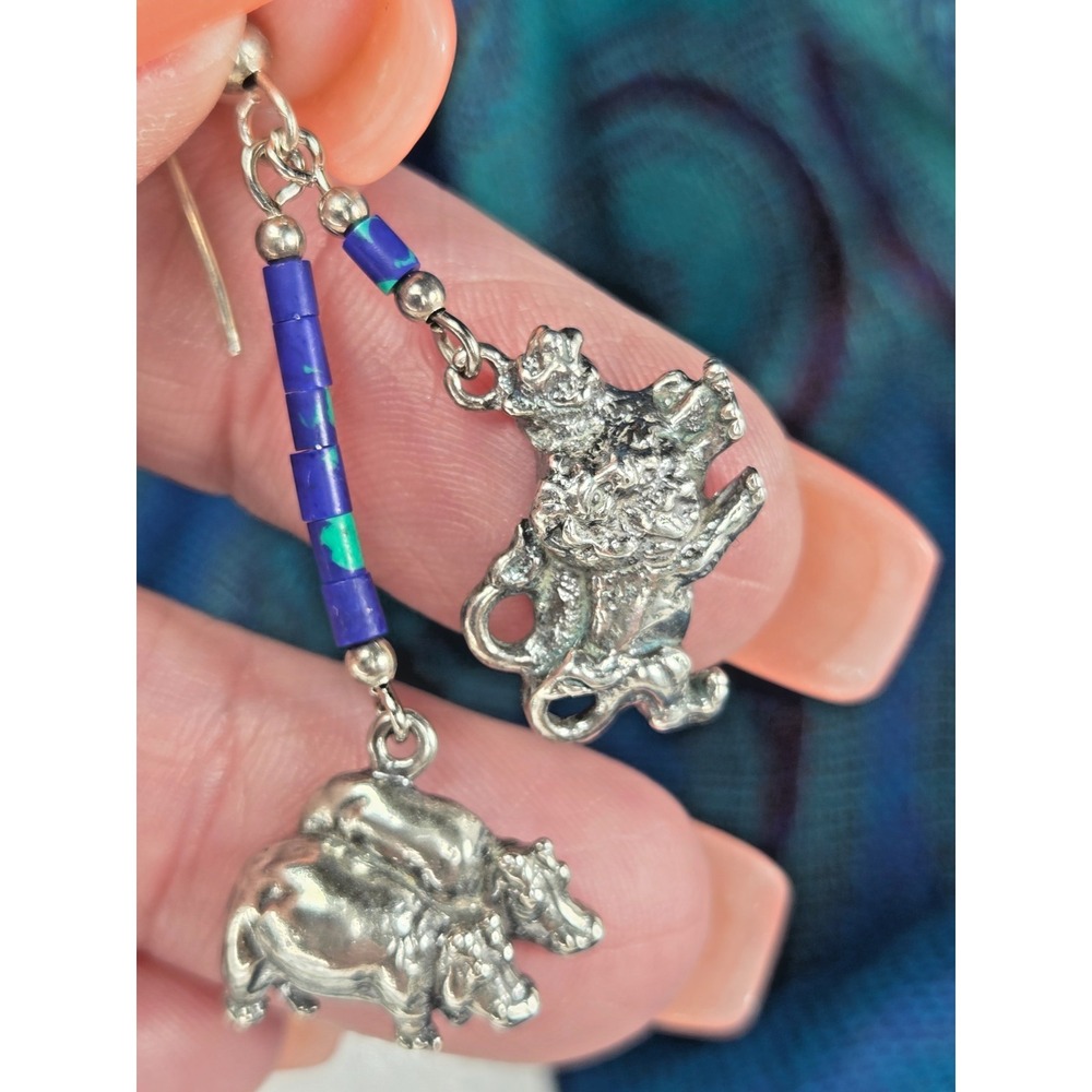 RARE Dakota West Schube Sterling Silver Animal Pairs Noah's Ark Earrings 925 1.5 - Picture 4 of 13